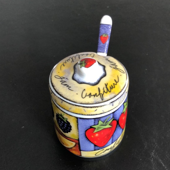 Joie de Vivre Confiture - Jam or Jelly Jar canister w/ lid & spoon - Picture 2 of 8